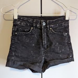 black acid wash h&m high waist shorts